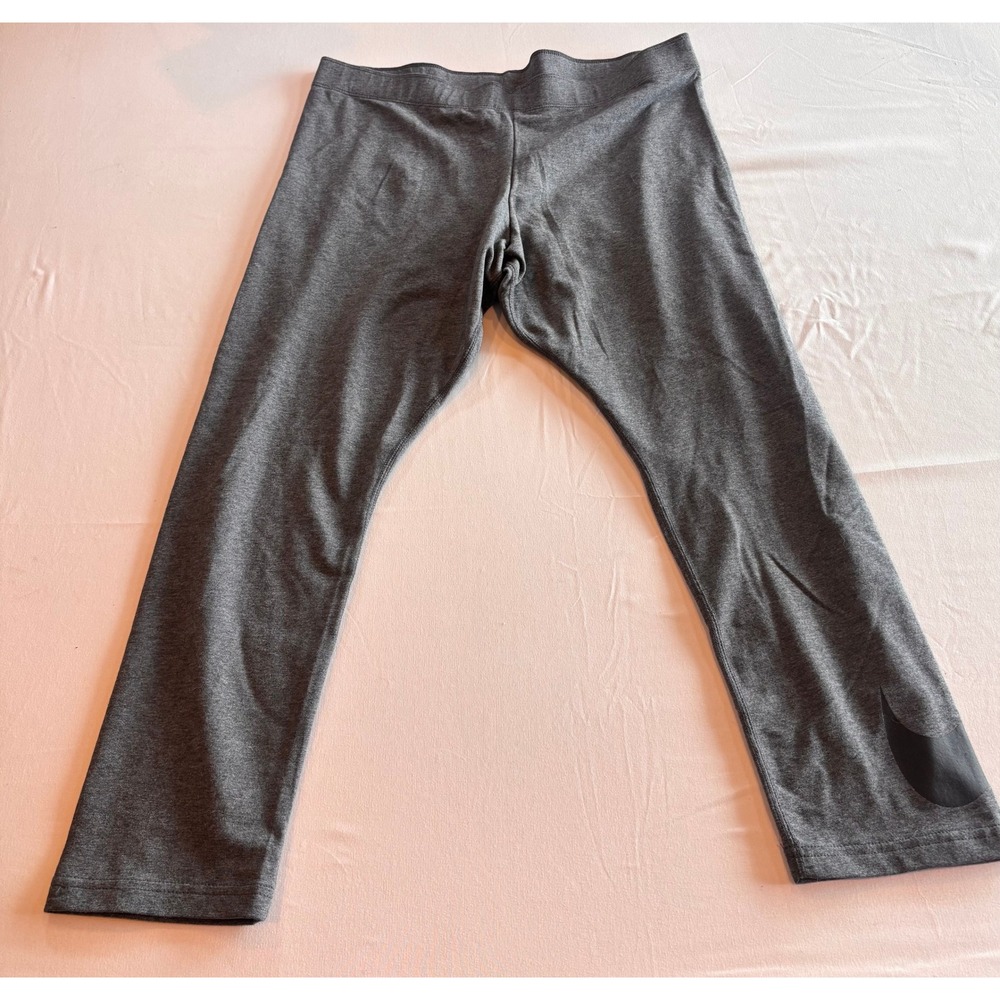 Nike Women Leg-A-See Logo Leggings Grey Charcoal Heather 669646-071 Large NWT